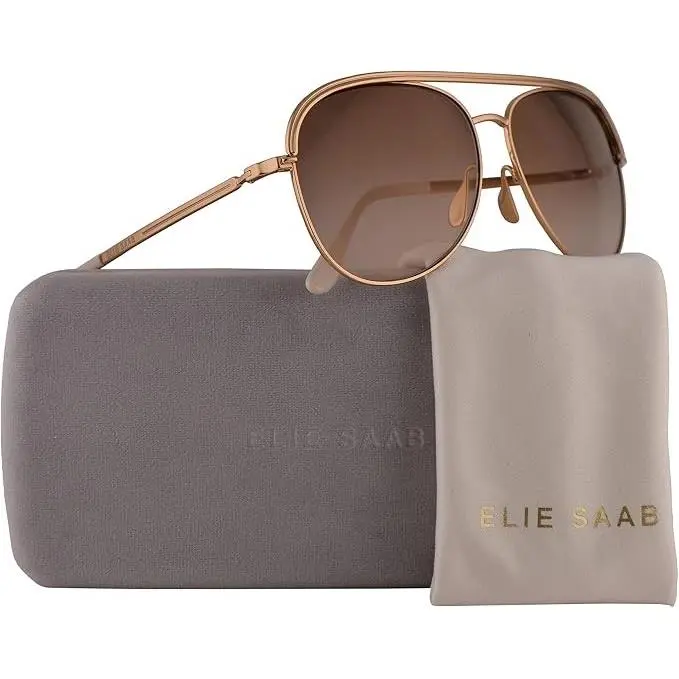 Elie Saab ES 012/S Sunglasses Gold W/browngradient Lens60mm 01QVU ES012S ES012/S