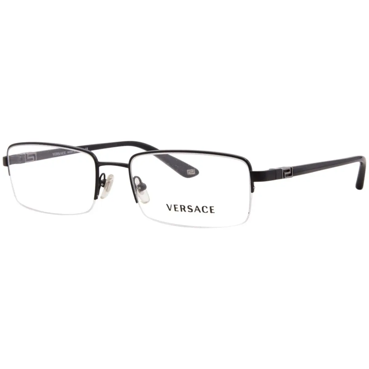 Versace VE1205 1261 Eyeglasses Men`s Black Semi Rim Rectangle Shape 54mm