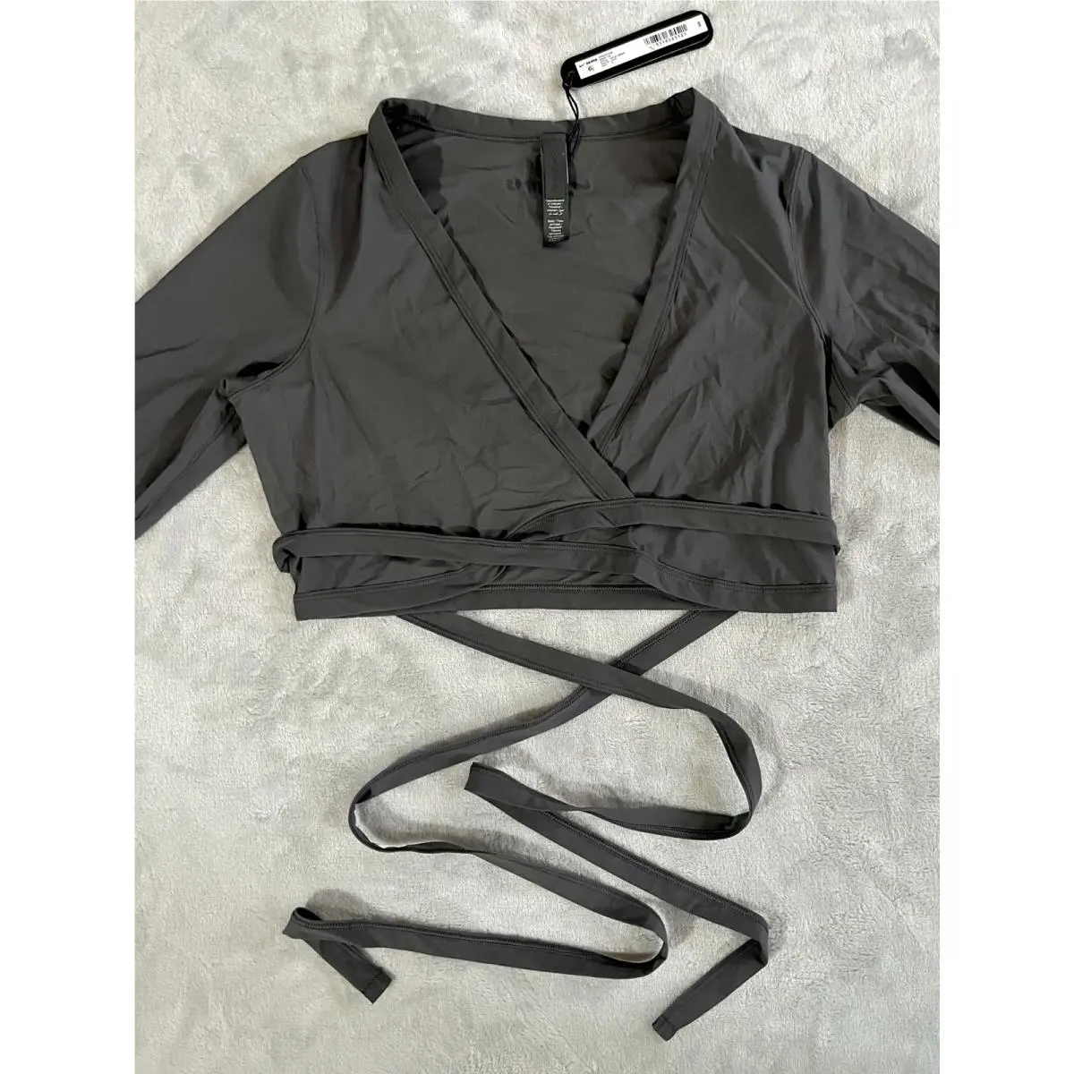 Nikeskims Sz S Weightless Layers Long-sleeve Wrap Iron Gunmetal LS-LSL-9850W by Skims