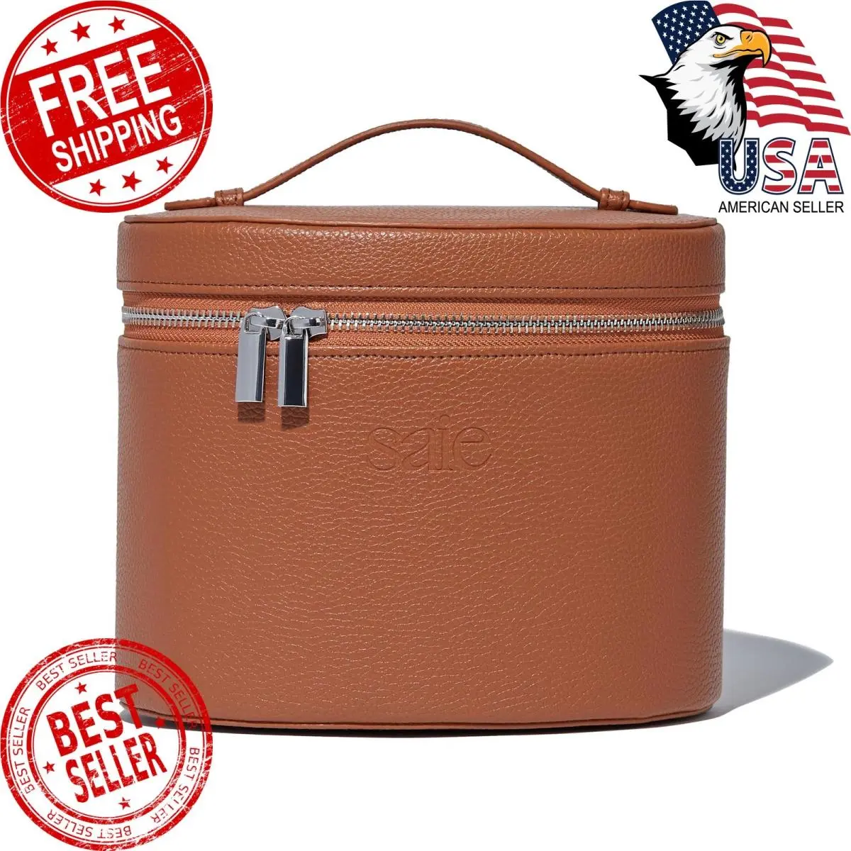 Vanity Case - Vegan Leather Makeup Bag + Travel Toiletry Bag by Saie