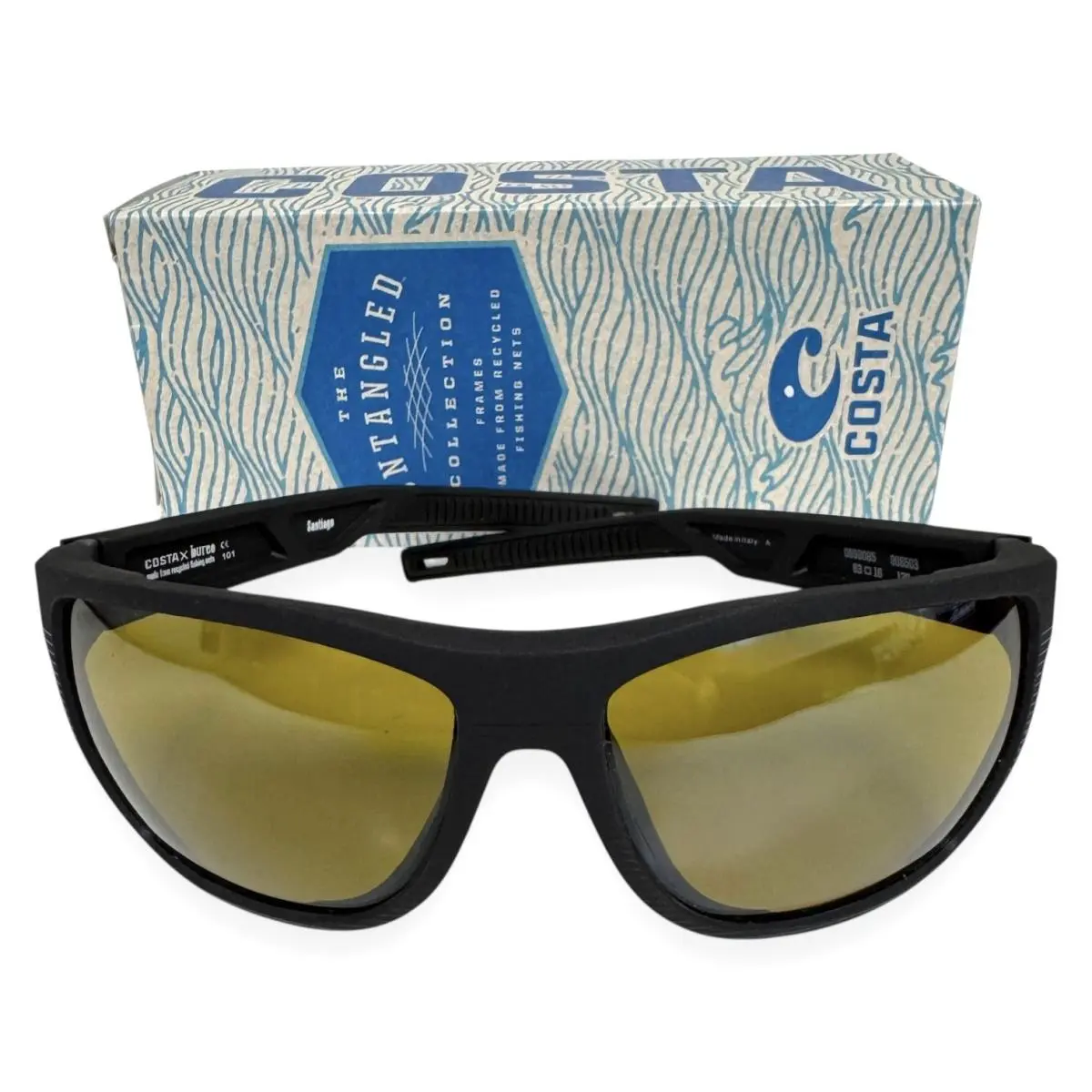 Costa Del Mar Santaigo Sunglasses Black Sunrise Silver Polarized Glass W/pouch