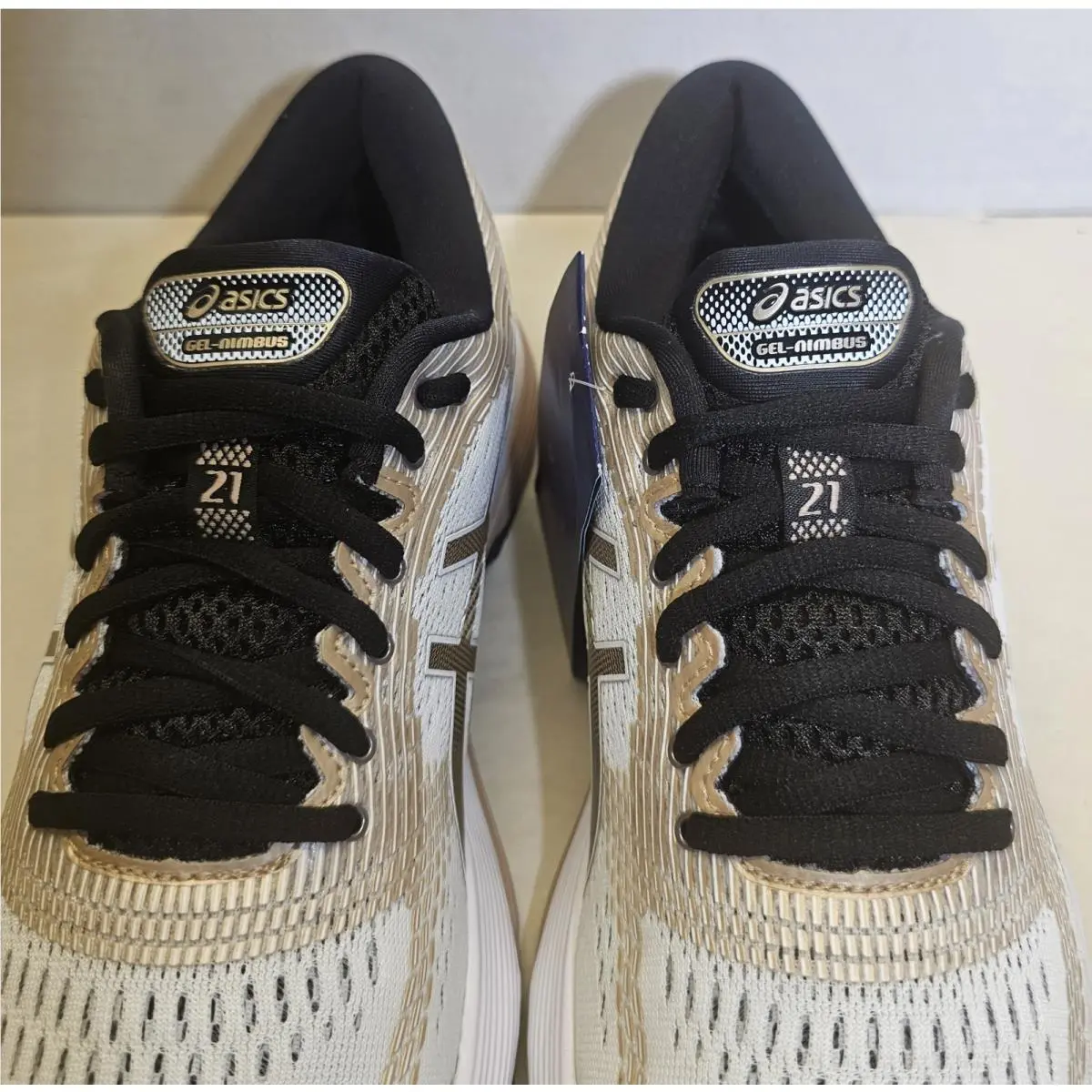 Asics shoes - ASICS GEL-NIMBUS 21 PLATINUM - PLATINUM - 1012A608-100 - White/Frosted Almond/Black 9
