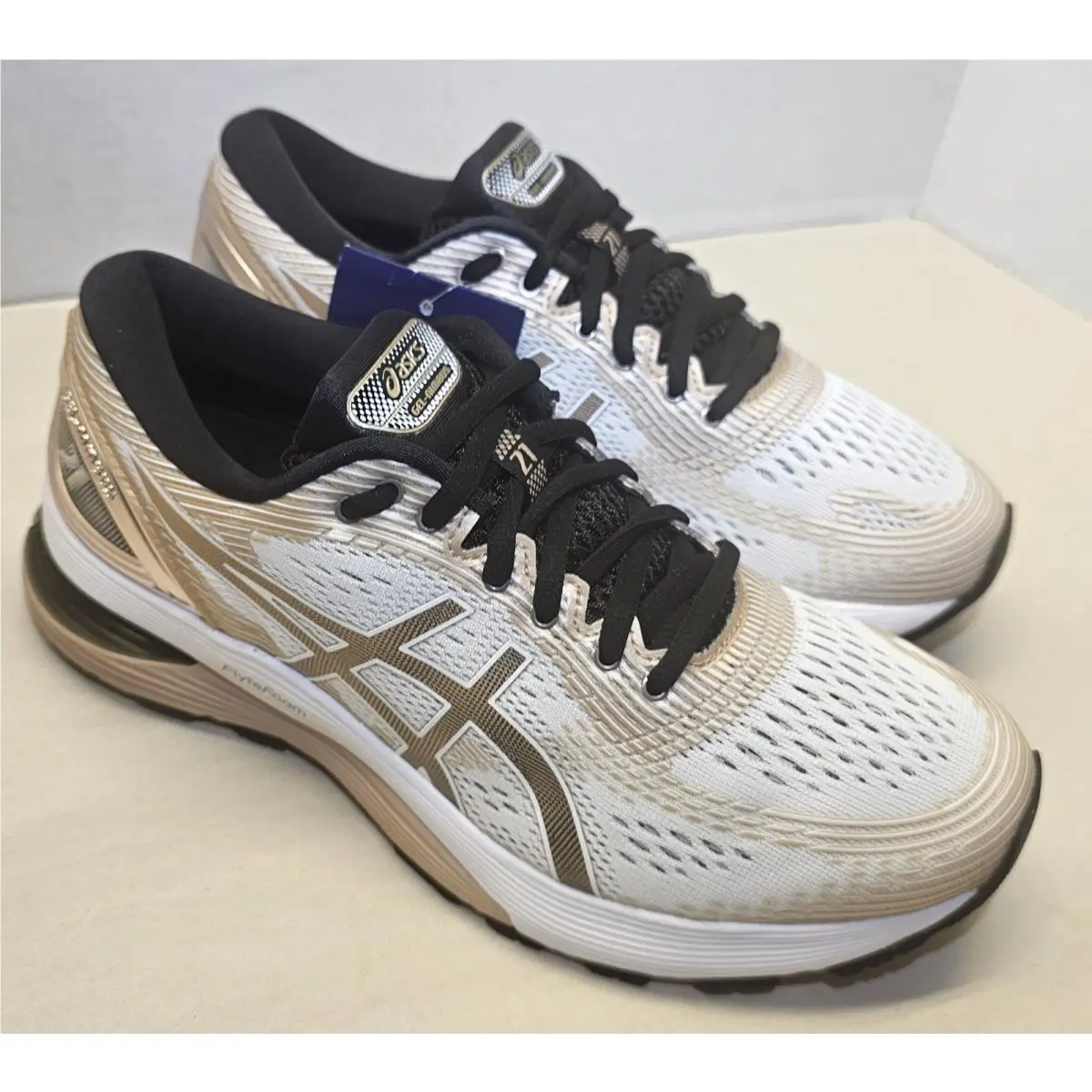 Asics shoes - ASICS GEL-NIMBUS 21 PLATINUM - PLATINUM - 1012A608-100 - White/Frosted Almond/Black 5