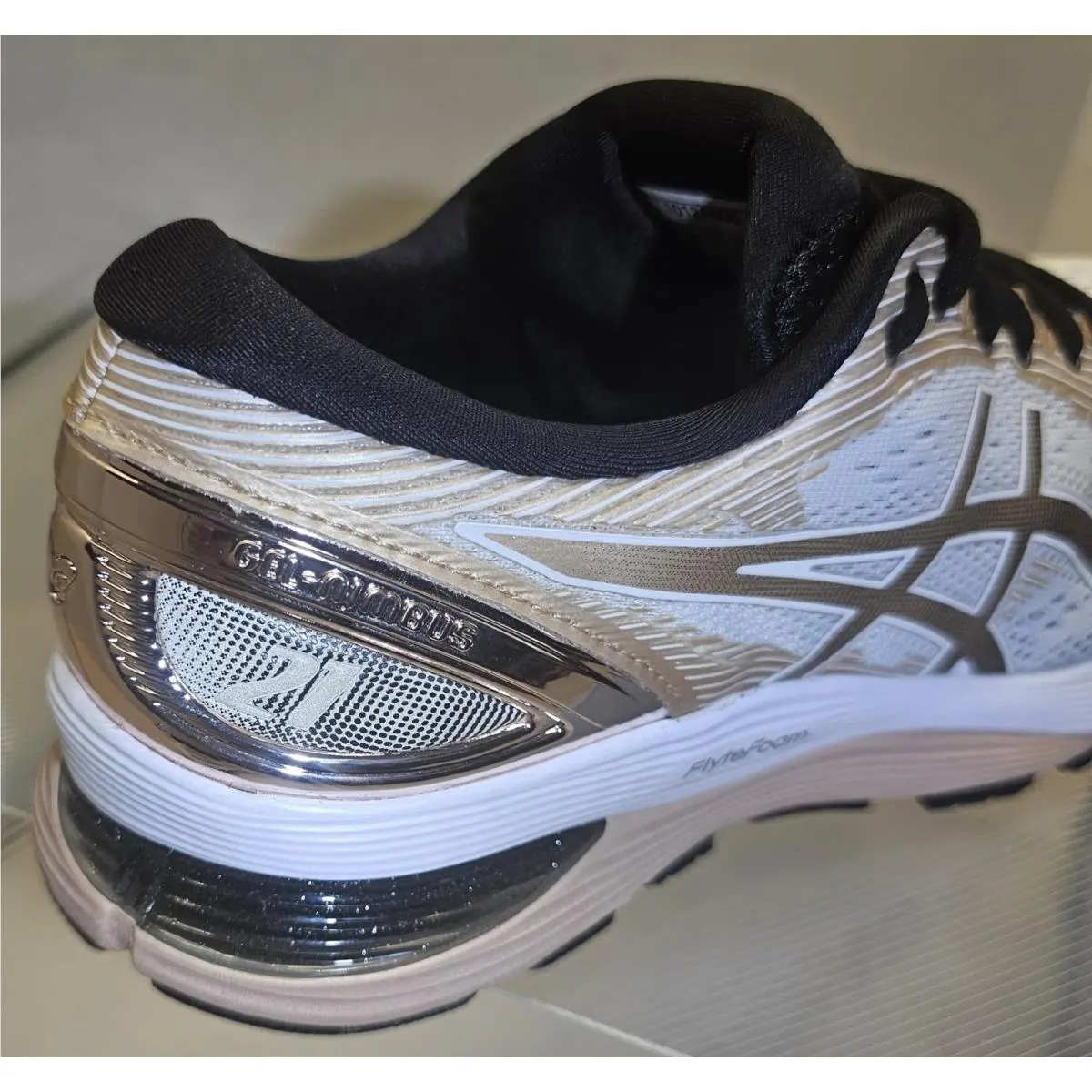 Asics shoes - ASICS GEL-NIMBUS 21 PLATINUM - PLATINUM - 1012A608-100 - White/Frosted Almond/Black 14