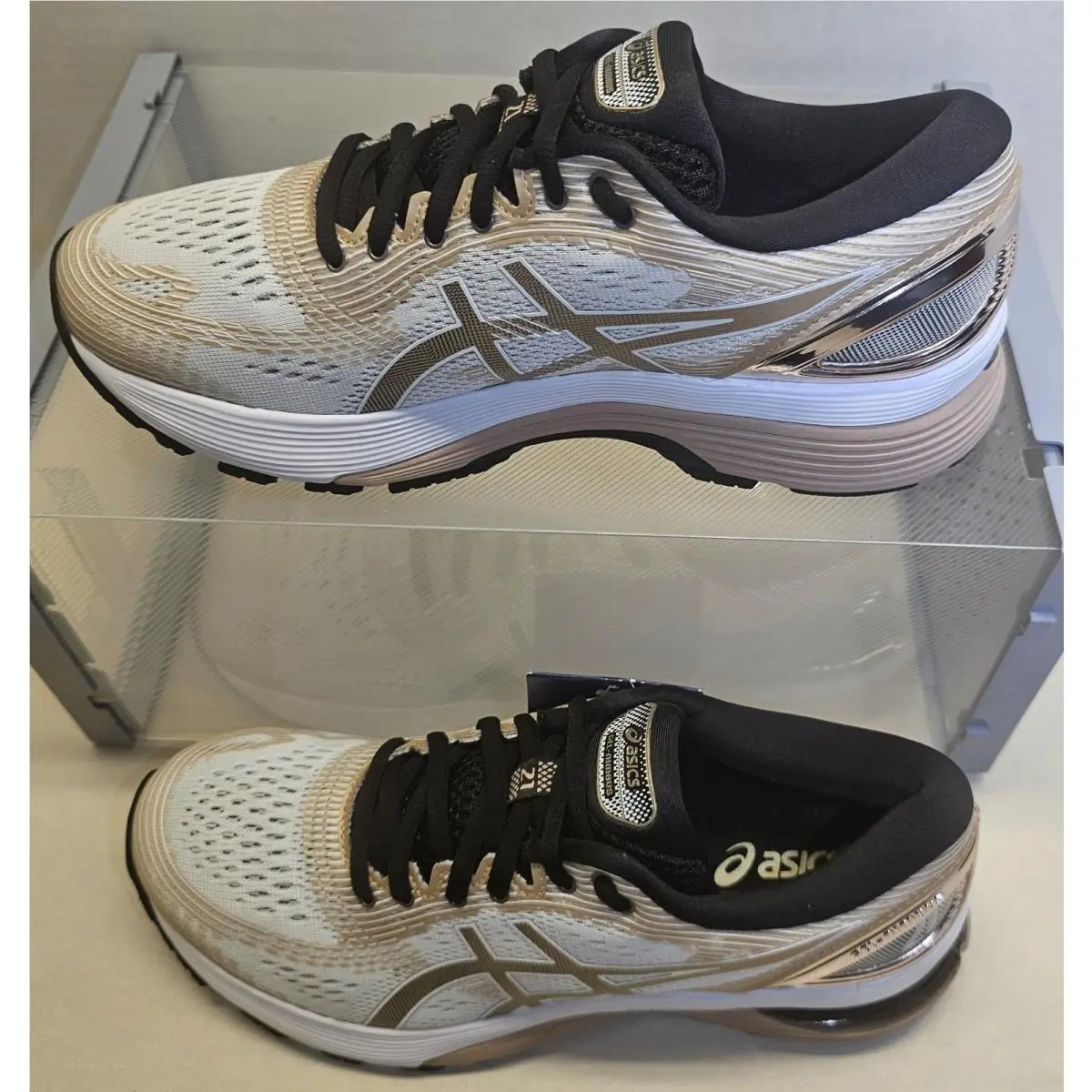 Asics shoes - ASICS GEL-NIMBUS 21 PLATINUM - PLATINUM - 1012A608-100 - White/Frosted Almond/Black 0