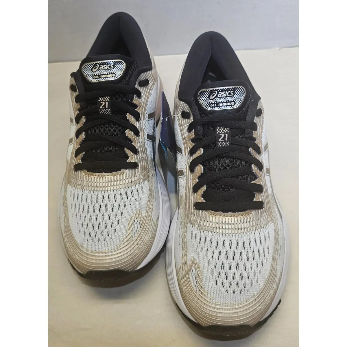 Asics shoes - ASICS GEL-NIMBUS 21 PLATINUM - PLATINUM - 1012A608-100 - White/Frosted Almond/Black 20