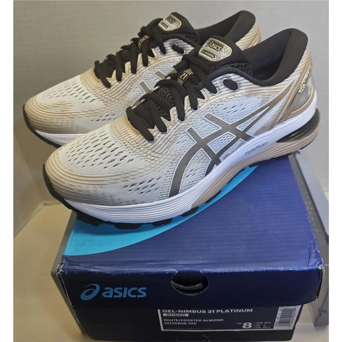 Asics shoes - ASICS GEL-NIMBUS 21 PLATINUM - PLATINUM - 1012A608-100 - White/Frosted Almond/Black 1