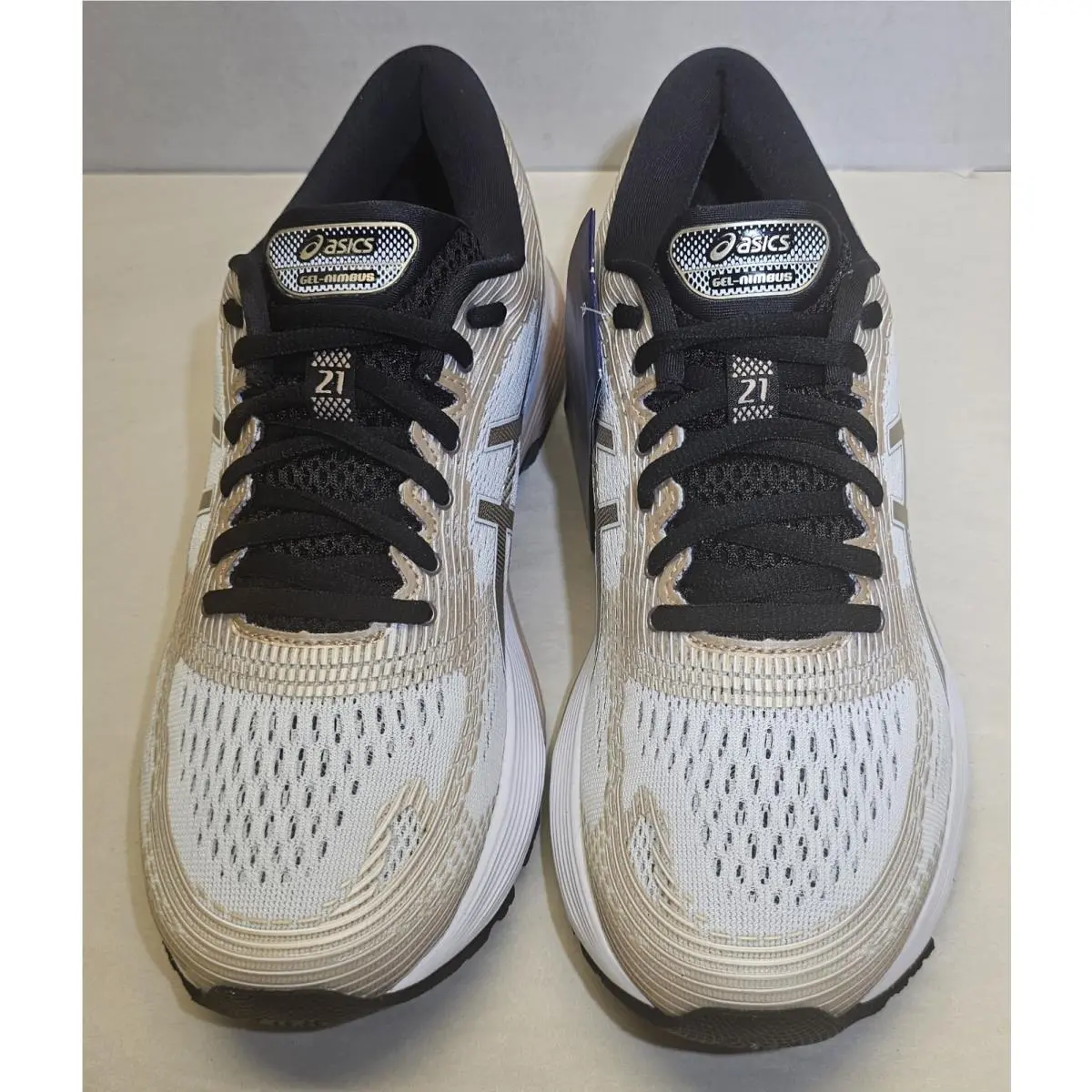 Asics shoes - ASICS GEL-NIMBUS 21 PLATINUM - PLATINUM - 1012A608-100 - White/Frosted Almond/Black 7