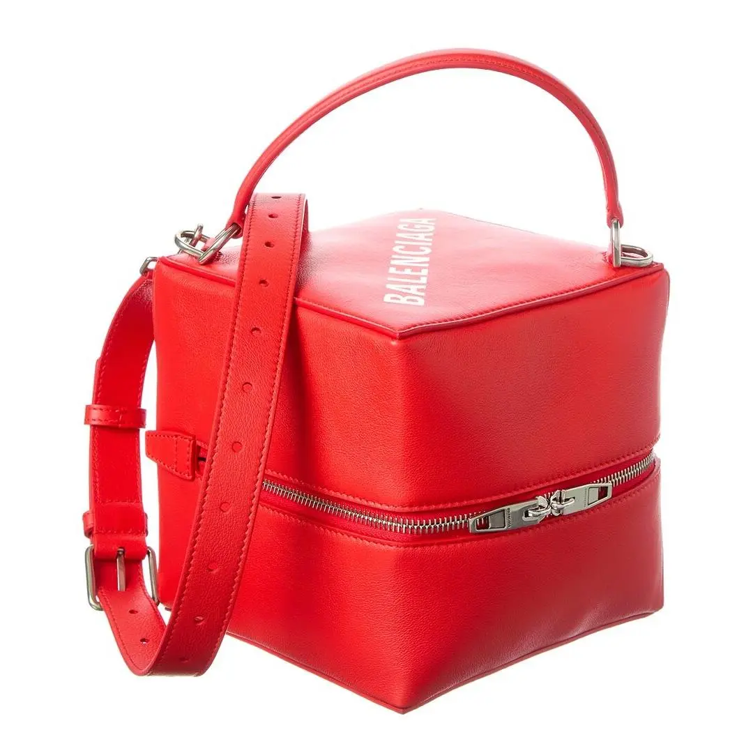 Balenciaga Dolly Leather Shoulder Bag Women`s Red