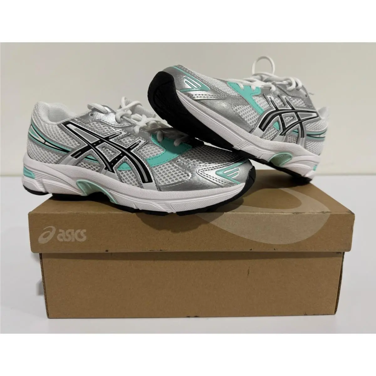 Asics Kid`s Gel-1130 GS Shoes White/aqua/black Size 6 09S