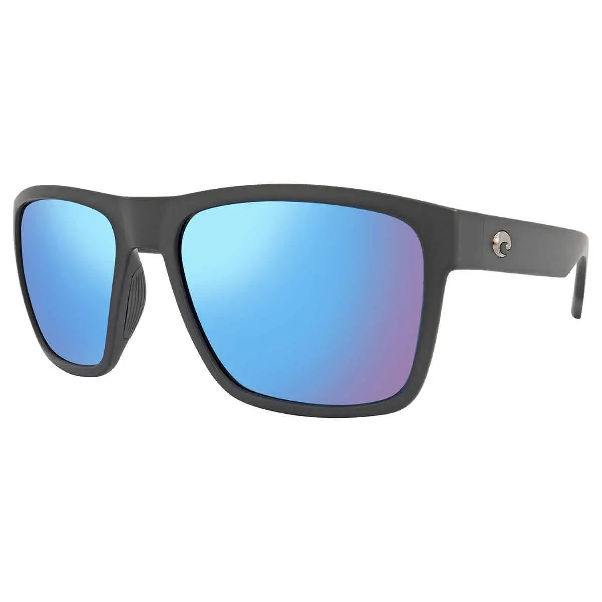 Costa Del Mar Paunch XL Blue Mirror Polarized Glass Square Men`s Sunglasses - Black, Frame: Black, Lens: Blue