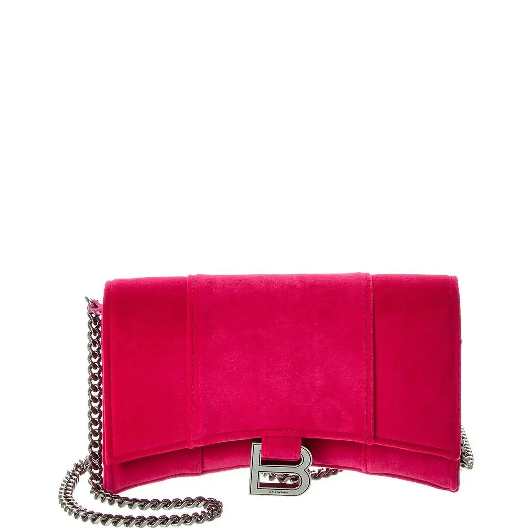 Hourglass Velvet Wallet On Chain Women`s Os by Balenciaga