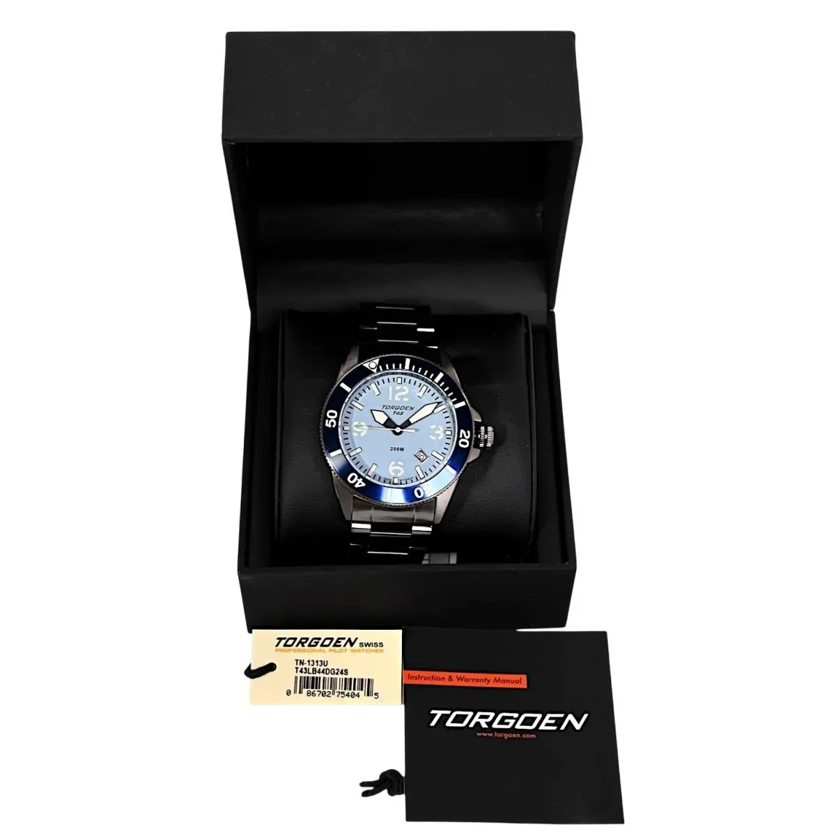 T43 Ice Blue Ion Plated Sapphire Diver Watch For Men 44mm Ronda 515S by Torgoen