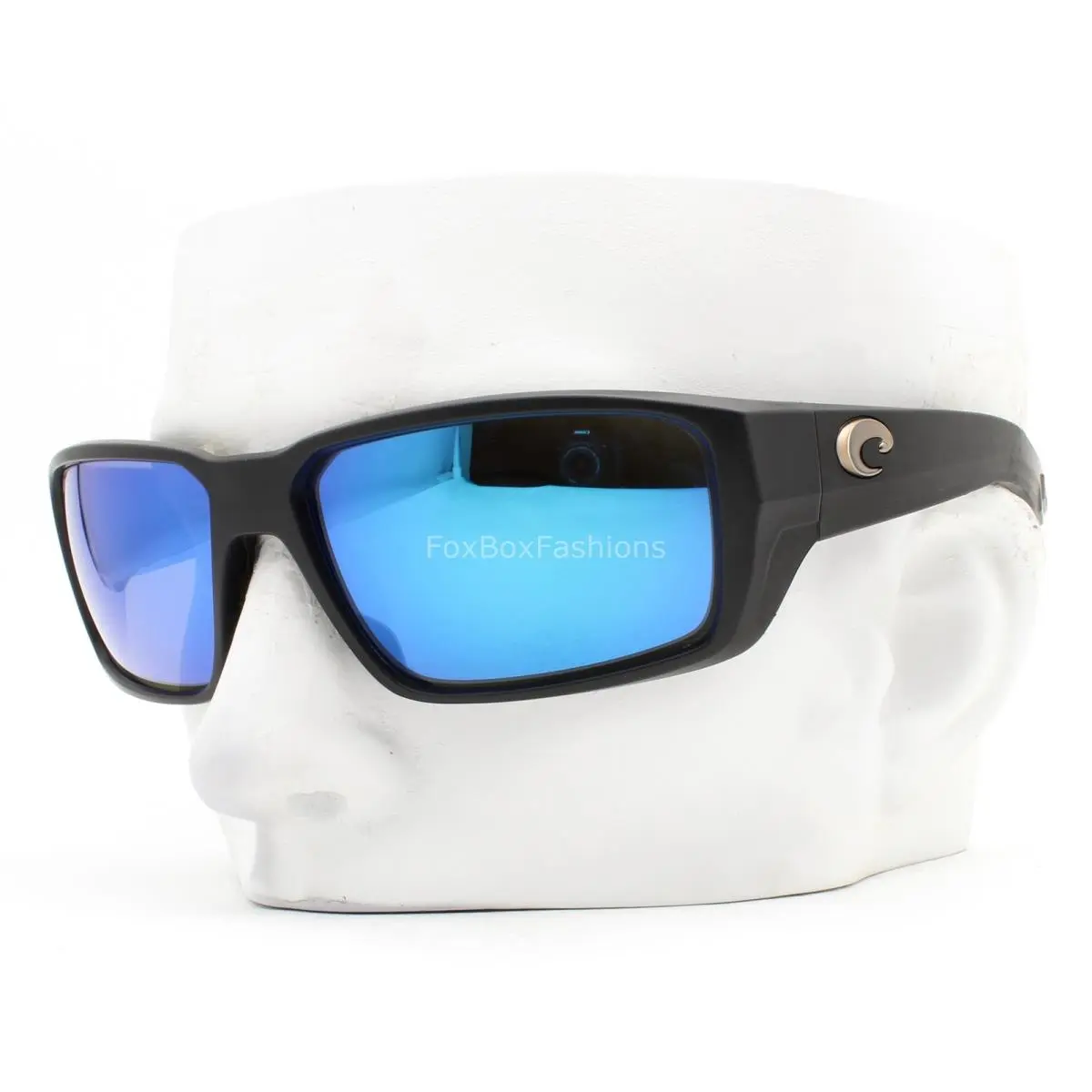 Costa Del Mar Fantail Pro Sunglasses Matte Black Blue Polarized Glass with Case