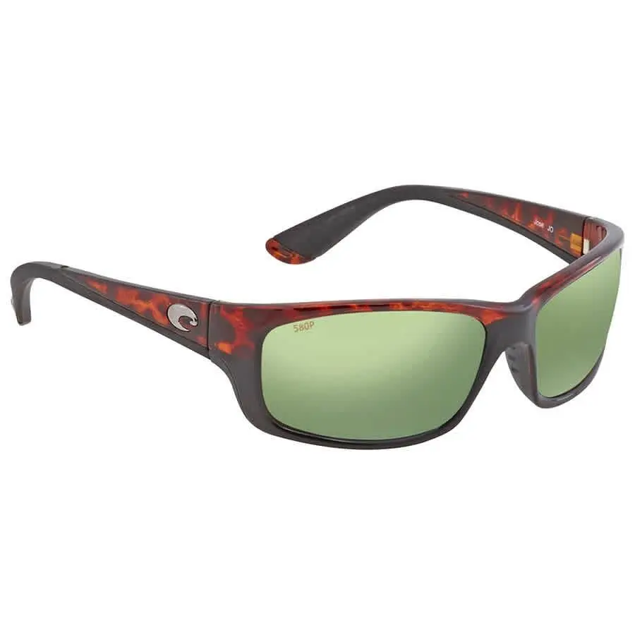 Costa Del Mar Jose Green Mirror Polarized Polycarbonate Wrap Men`s Sunglasses - Brown, Frame: Brown, Lens: Green