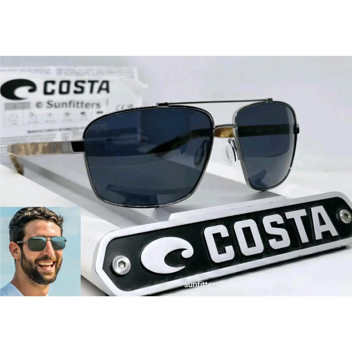 Gunmetal/gray Flagler Polarized 580P Men`s Sunglasses by Costa Del Mar
