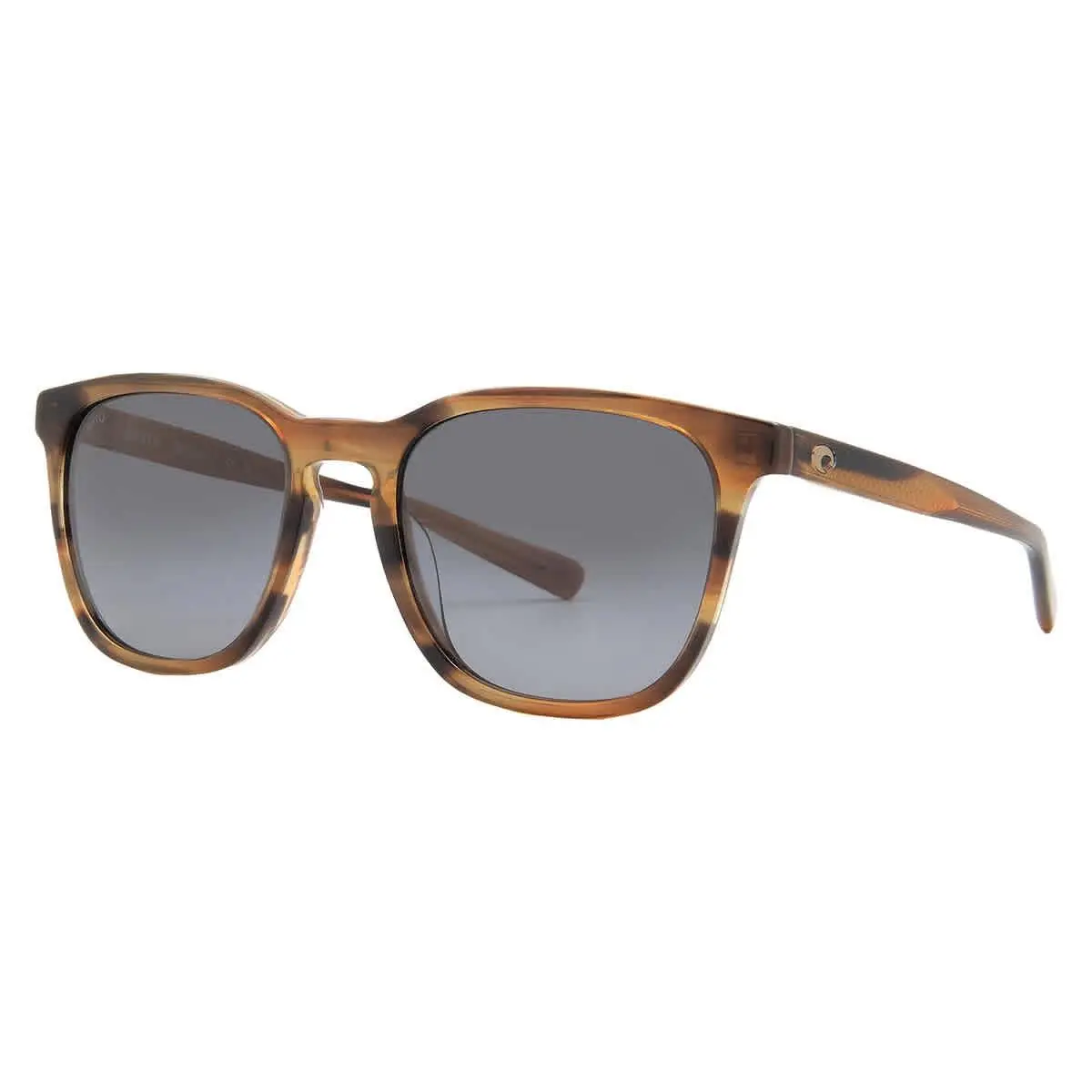 Costa Del Mar Sullivan Grey Gradient Polarized Glass Square Unisex Sunglasses - Frame: Brown, Lens: Gray