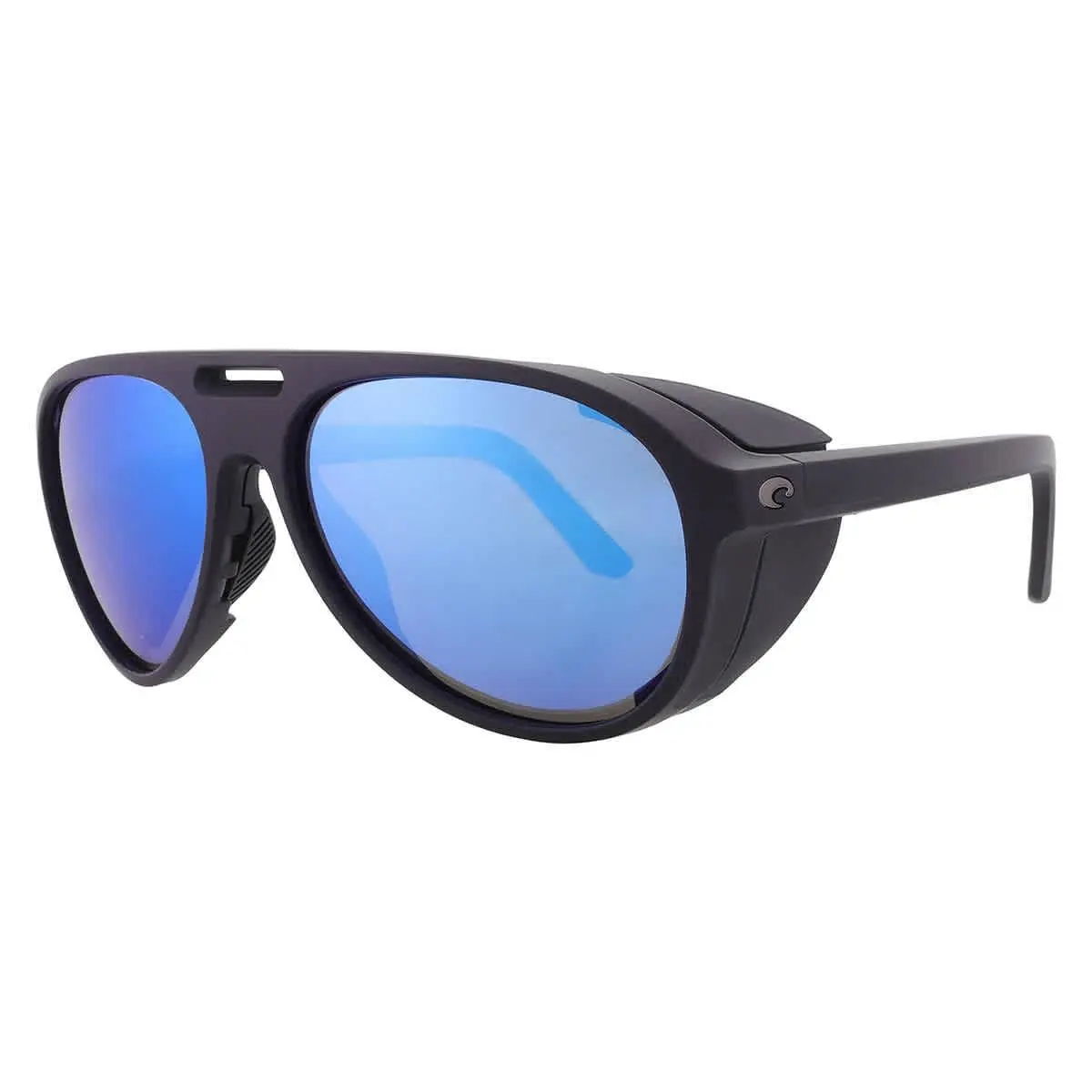 Costa Del Mar Grand Catalina Blue Mirror Polarized Glass Pilot Men`s Sunglasses - Black, Frame: Black, Lens: Blue