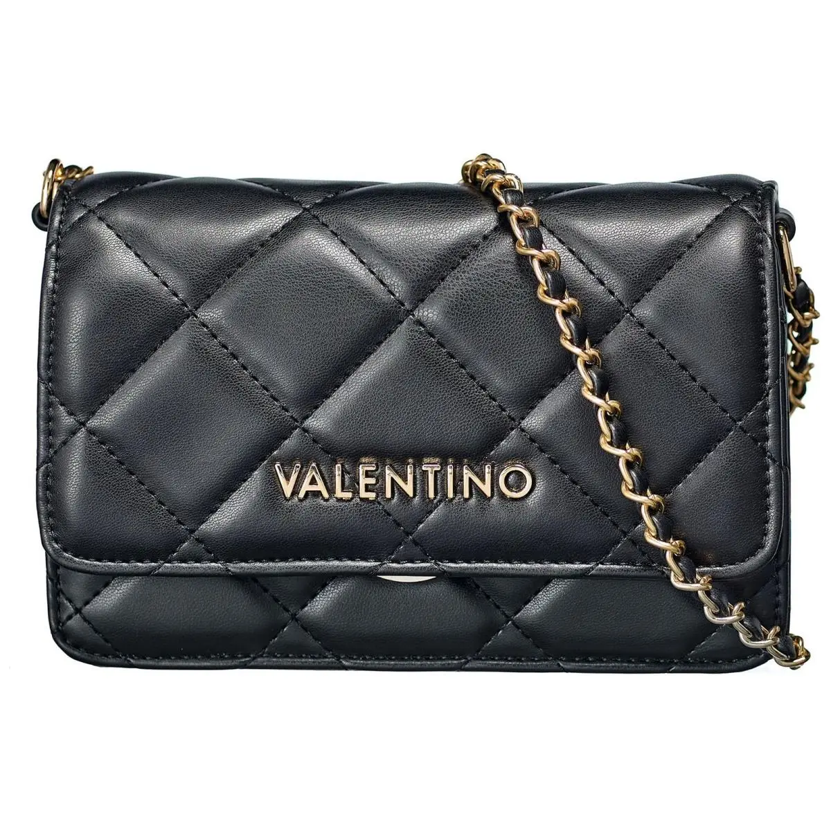 Ocarina Flap Signature Diamond Quilt Womens Bag In Black by Valentino