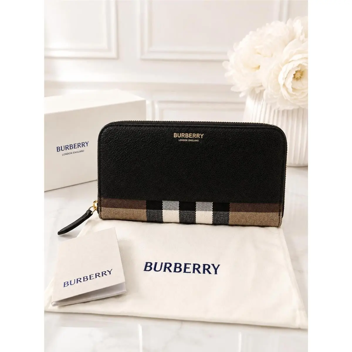 Black House Check Zip Wallet by Burberry