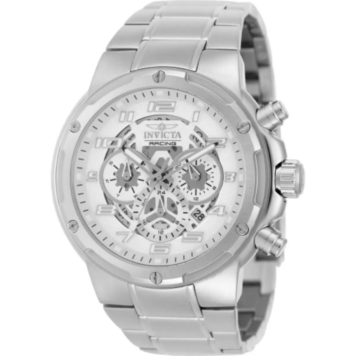 Invicta Men`s Watch S1 Rally Quartz Skeleton Silver Dial Steel Bracelet 50256