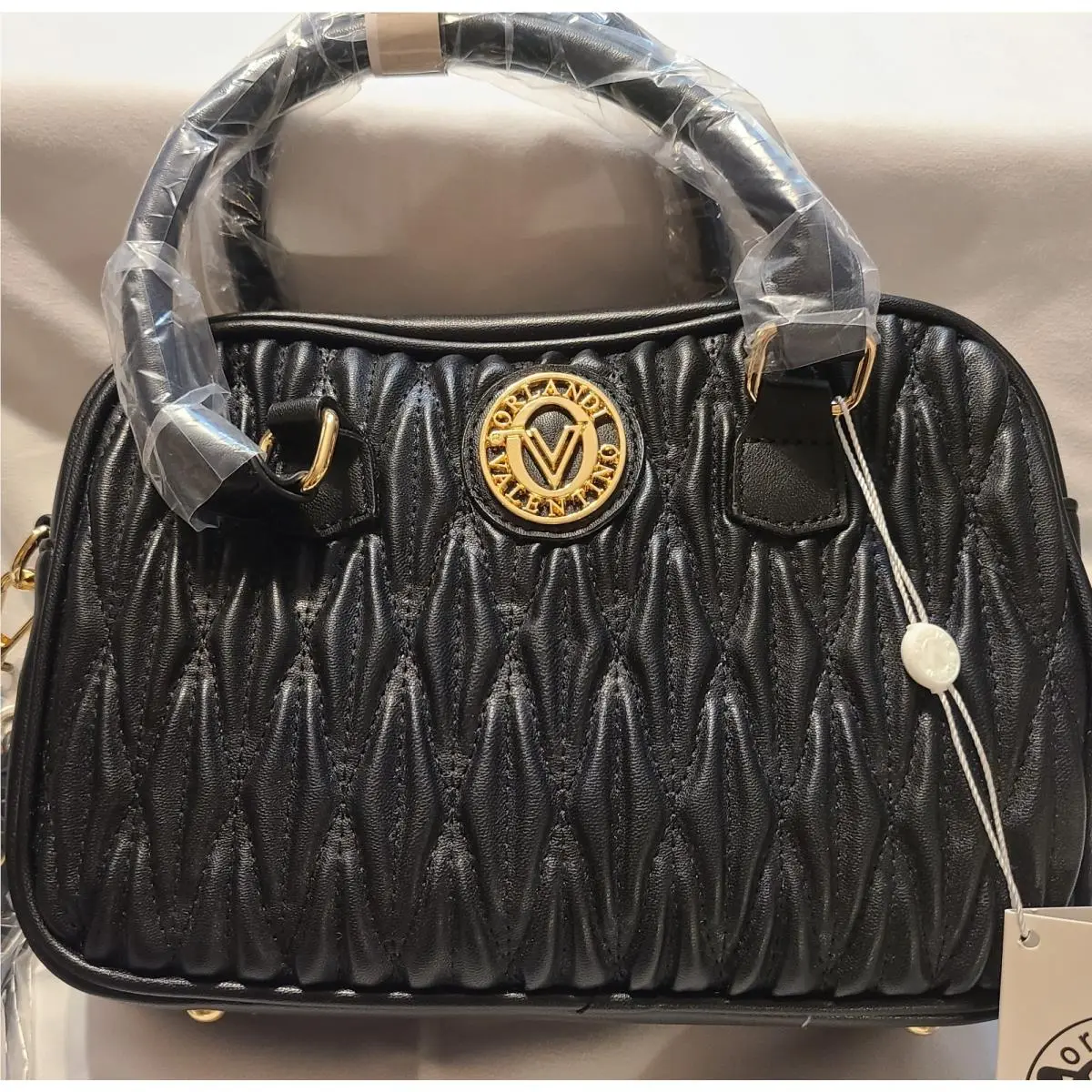 Orlandi Black Quilted Black Handbag Purse East West V3006 by Valentino