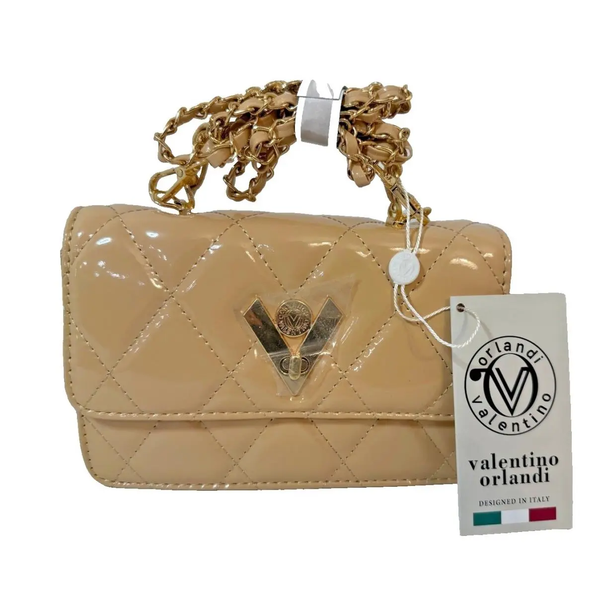 Orlandi Handbag Women Taupe Shoulder Crossbody Gold Chain Strap by Valentino