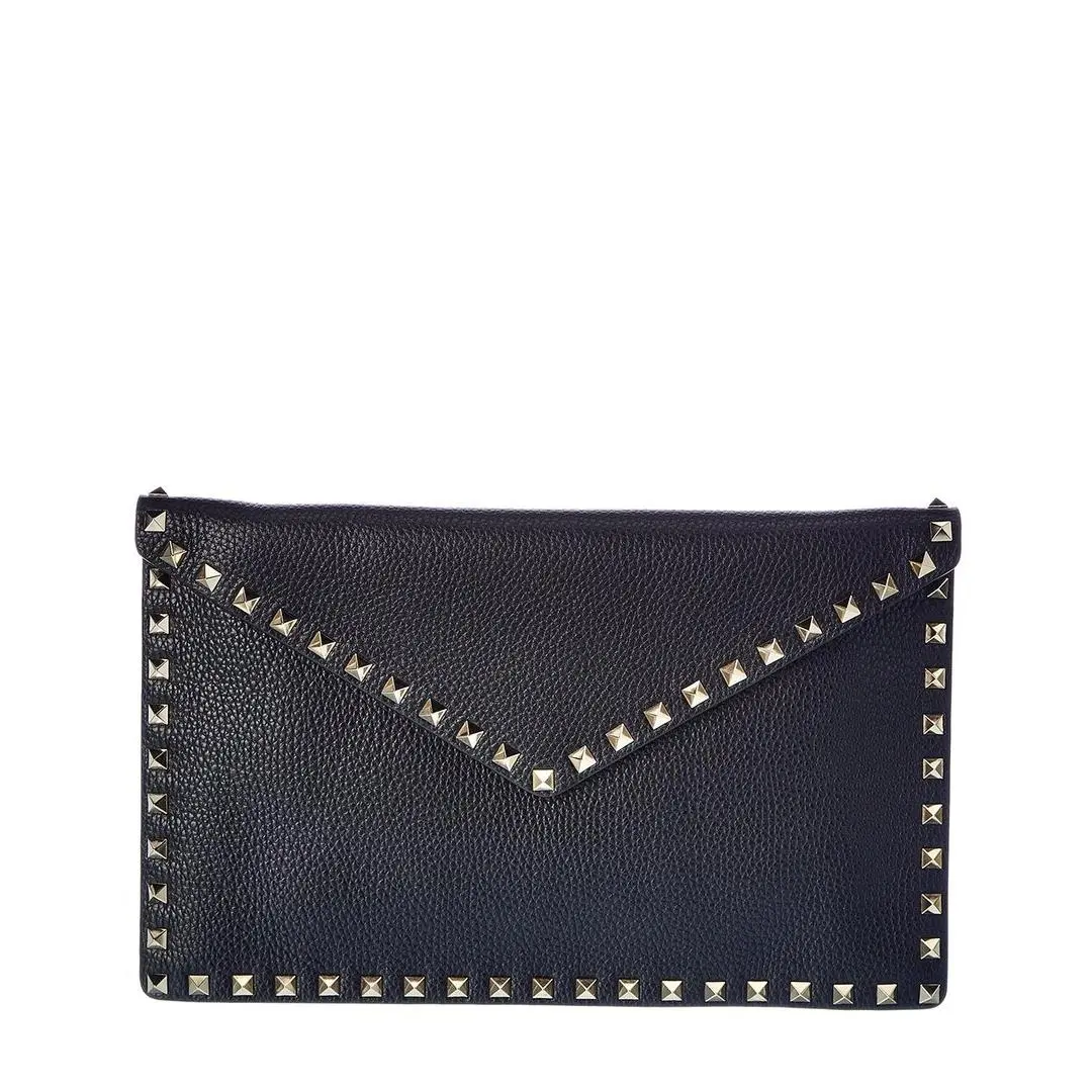 Rockstud Grainy Leather Pouch Women`s Black by Valentino