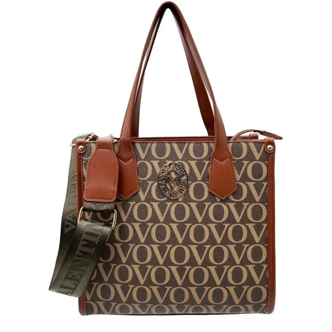 Orlandi Vovo Handbag Crossbody Brown Signature Extra Woven Strap by Valentino
