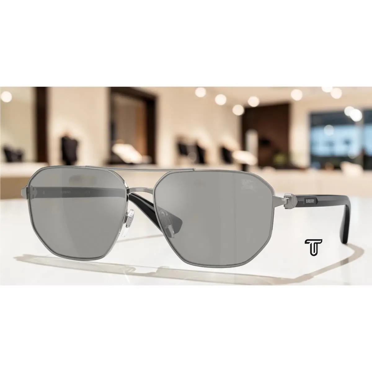 BE3166 10036G Gunmetal Light Grey Mirror Silver 60 mm Men`s Sunglasses by Burberry