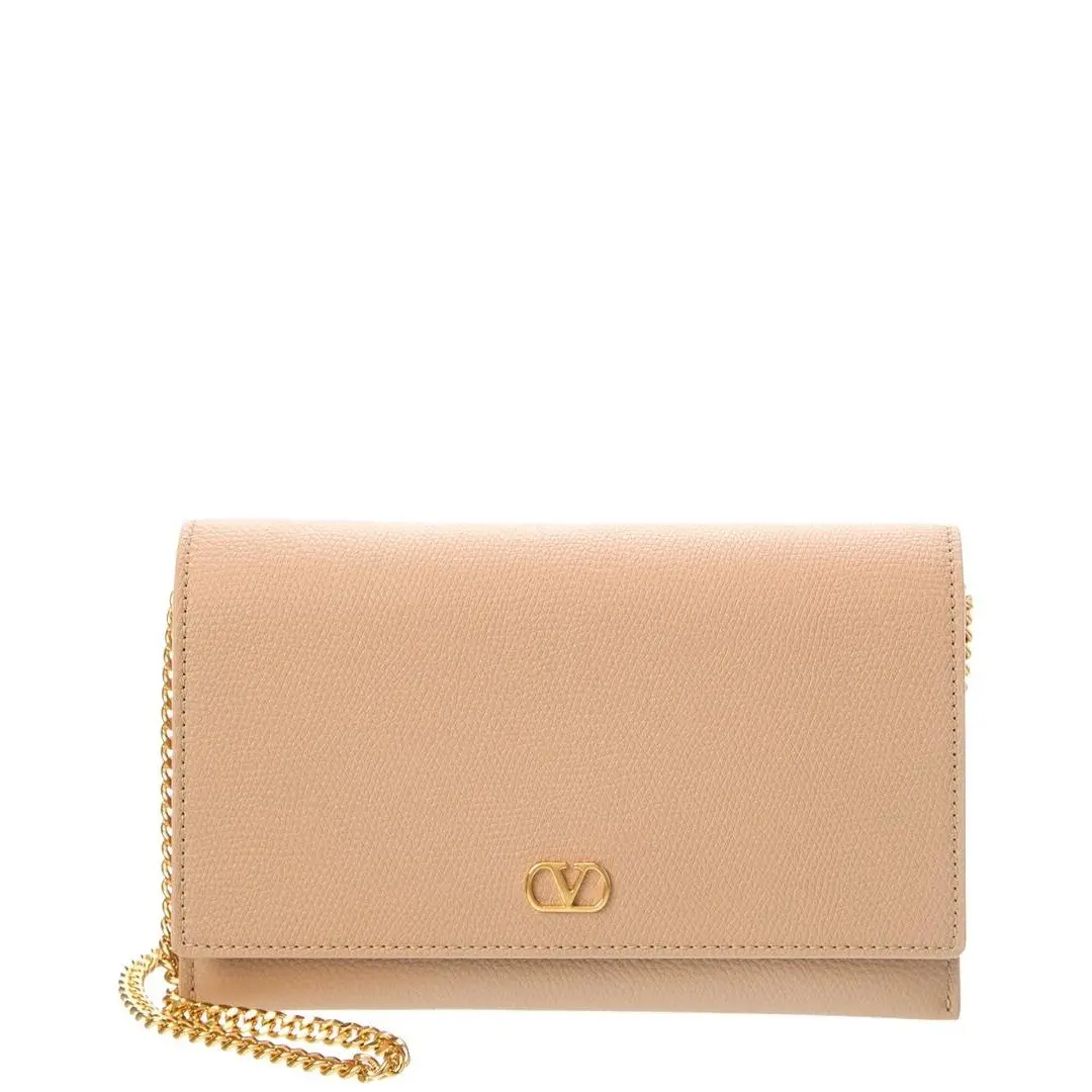 Vlogo Signature Leather Wallet On Chain Women`s Black by Valentino