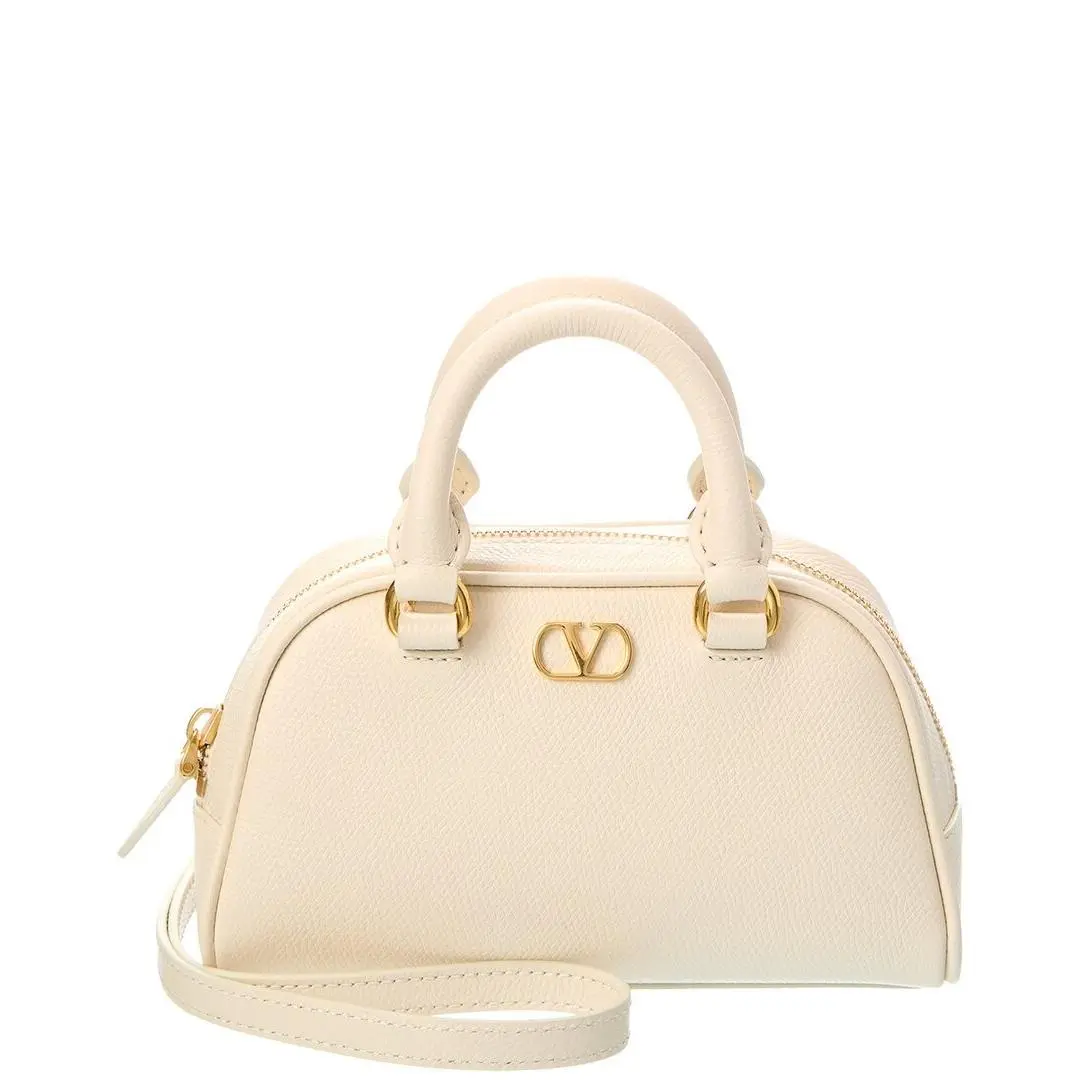 Vlogo Signature Mini Leather Shoulder Bag Women`s White by Valentino