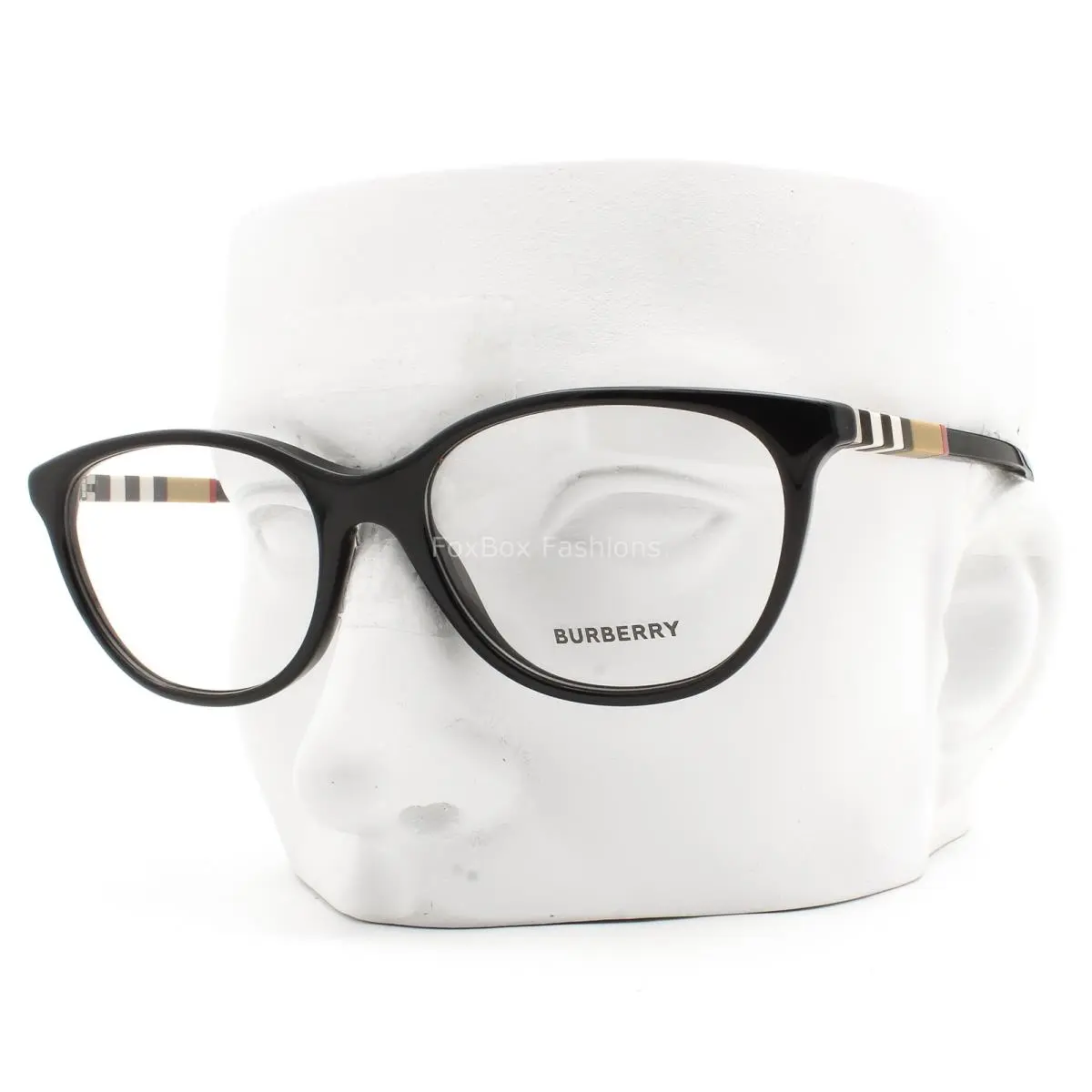 Burberry Eyeglasses Glasses B 2205 3001 Gloss Black Classic Plaid 52mm with Case