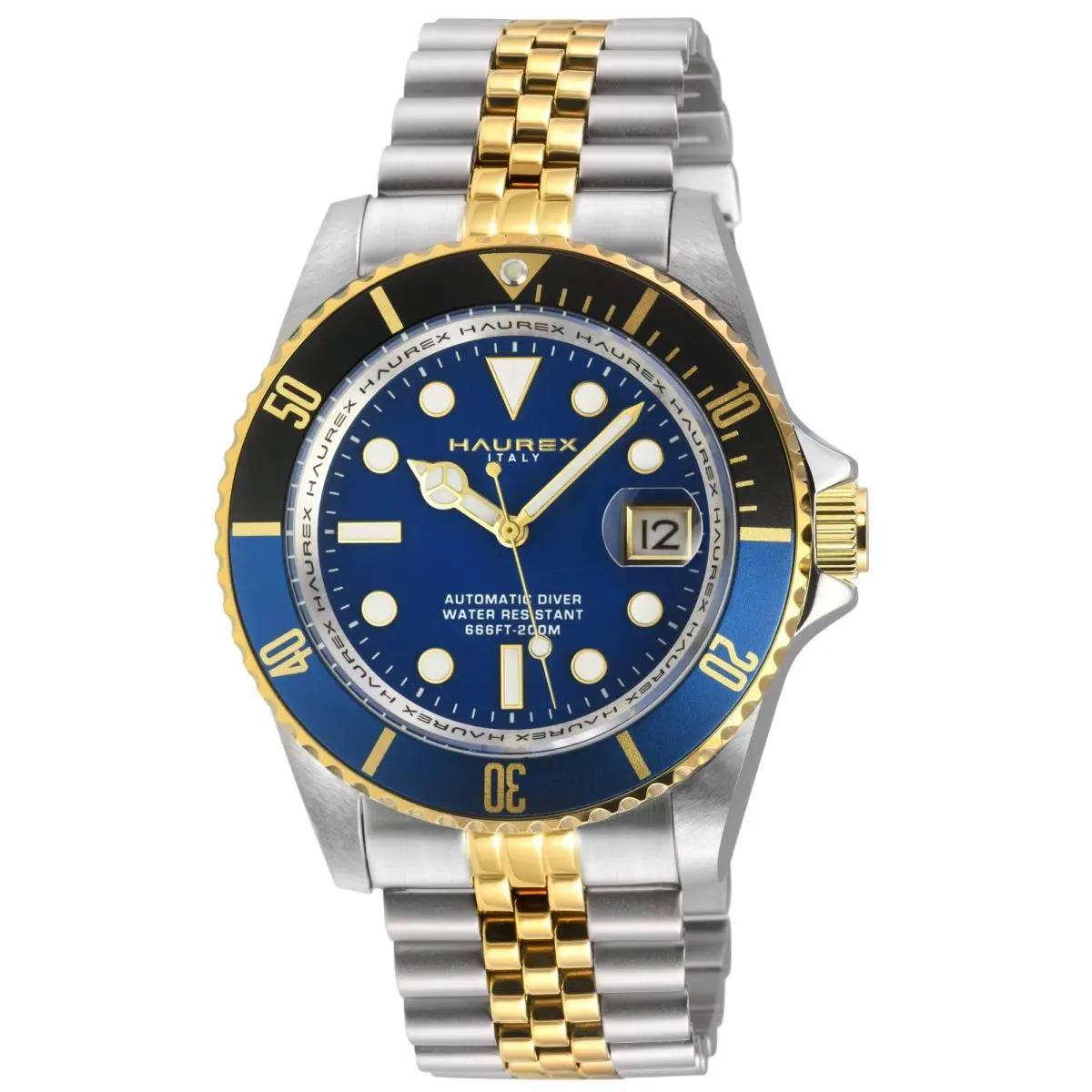 Eterno Ss/ipyg Case Black/blue Bezel Blue Dial Ss/ipyg Two Toned Stainless S by Haurex