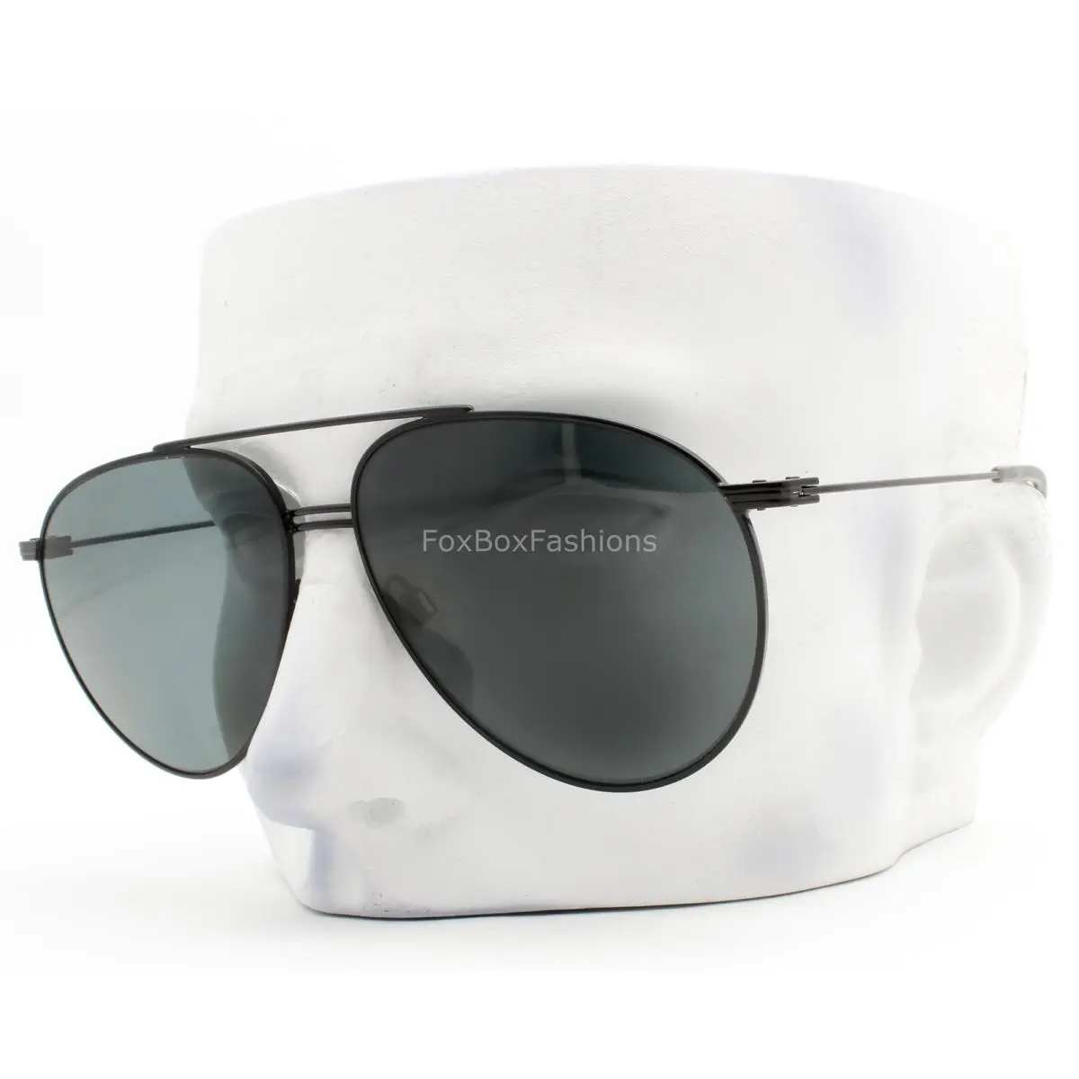 Aviator Sunglasses Shiny Black Metal Polarized B 3108 1001/81 with Case by Burberry