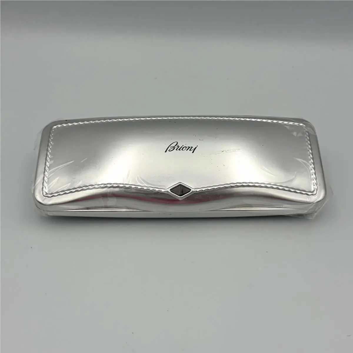 Brioni Sunglasses Eyeglasses Case Silver Metallic Hard Clamshell Black Inner