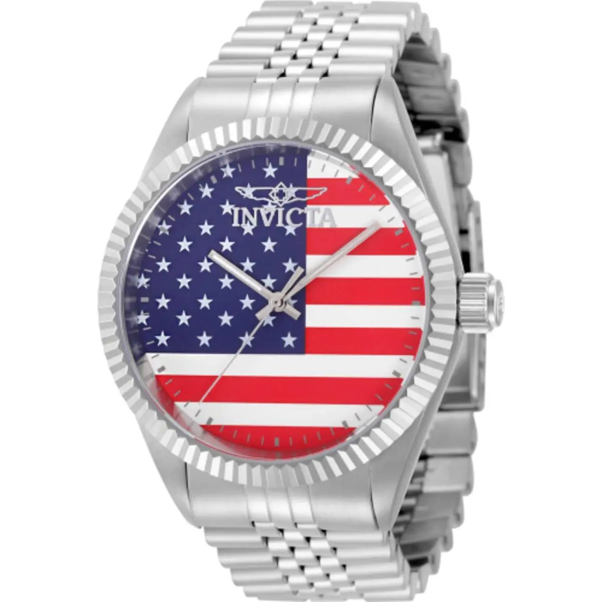Invicta Men`s Watch Specialty Quartz Red/white/blue Dial Silver Bracelet 50420