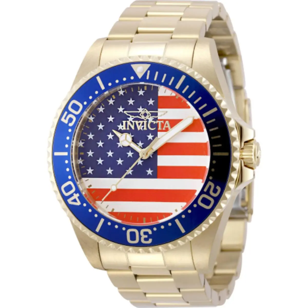 Men`s Watch Pro Diver Red/white/blue Dial Yellow Gold Bracelet 50416 by Invicta