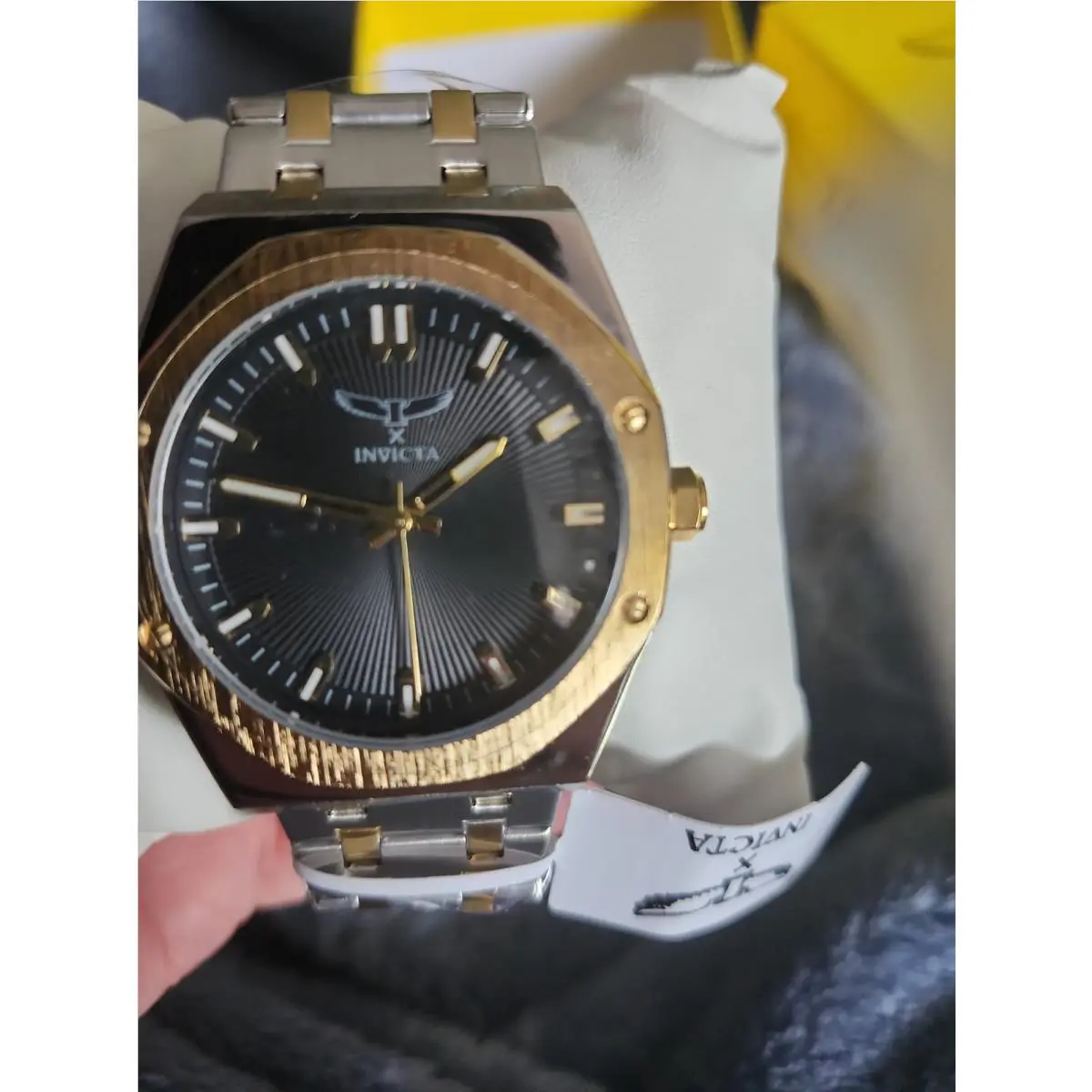 69964 Invicta Mens Specialty 42mm Black Dial Stainless Steel Gold Bezel