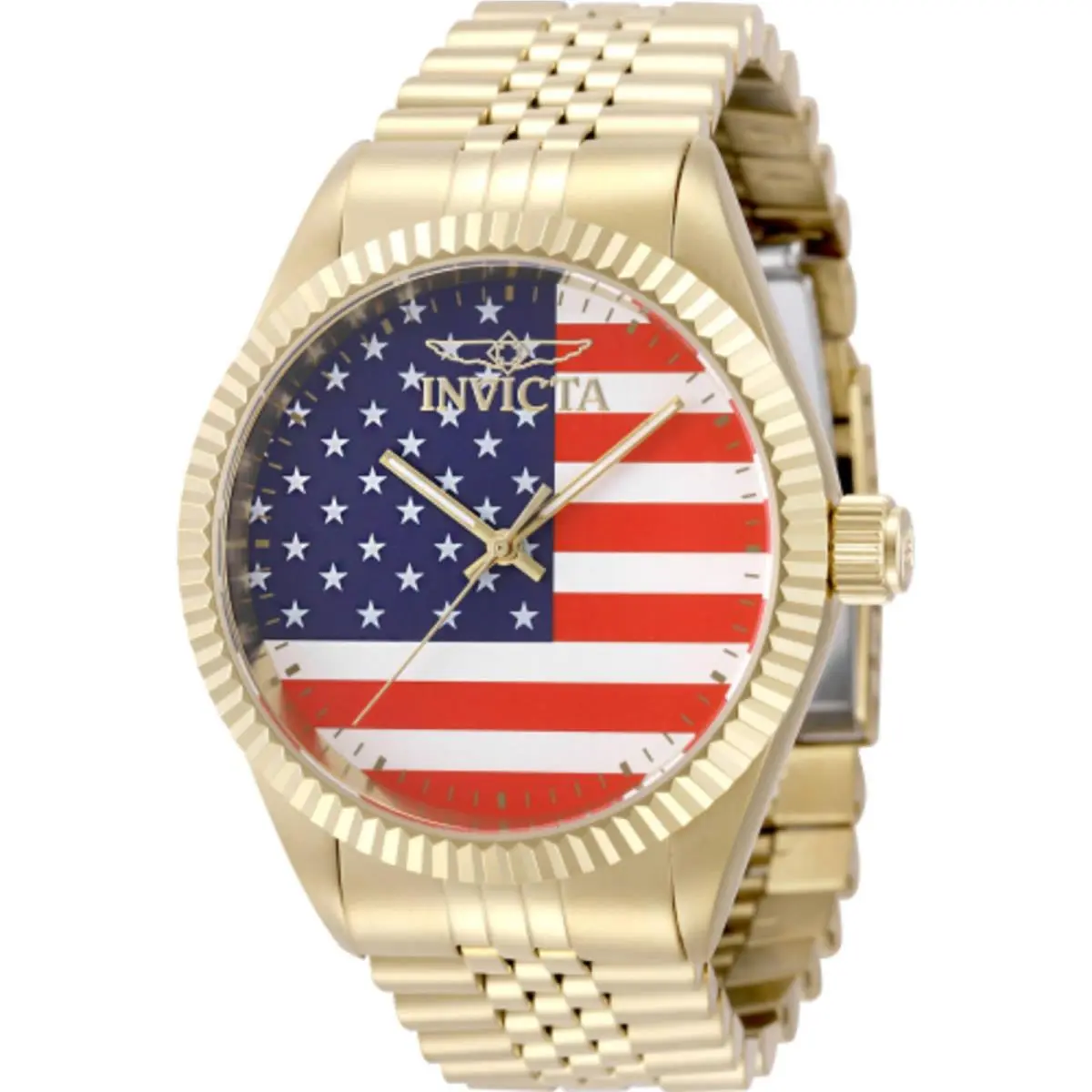 Invicta Men`s Watch Specialty Red/white/blue Dial Yellow Gold Bracelet 50422