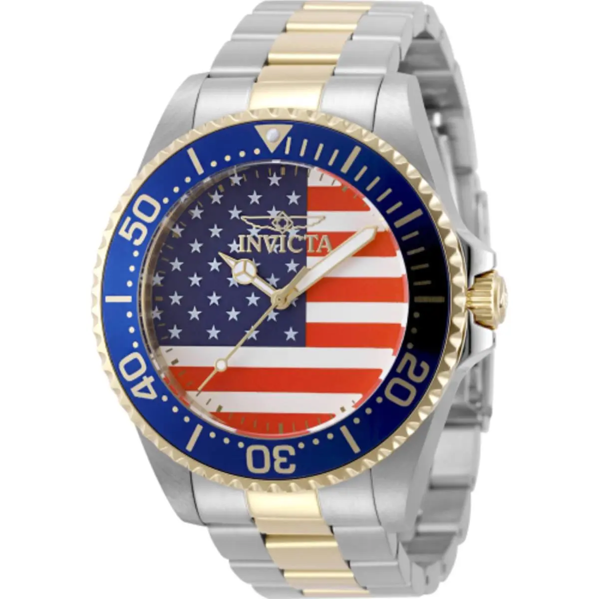 Invicta Men`s Watch Pro Diver Quartz Red/white/blue Dial Two Tone Bracelet 50417