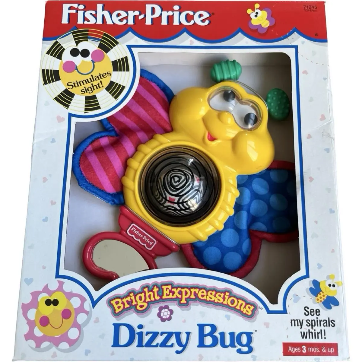 Vintage Fisher Price Bright Expressions Dizzy Bug Toy Sensory Baby 1998