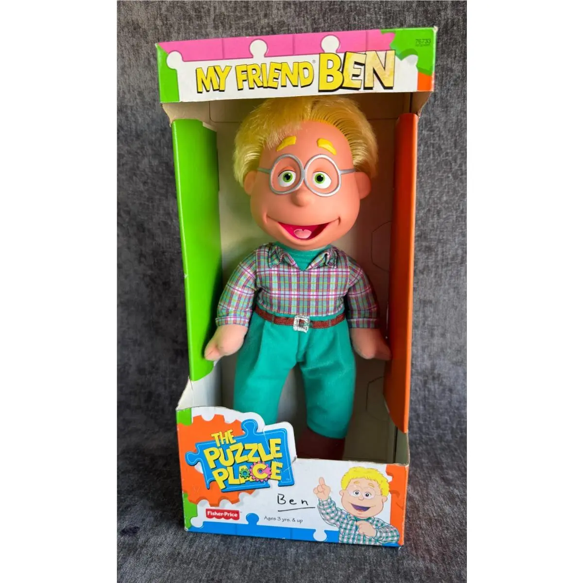 Vintage 1994 Fisher Price The Puzzle Place My Friend Ben Plush Doll Box 7673