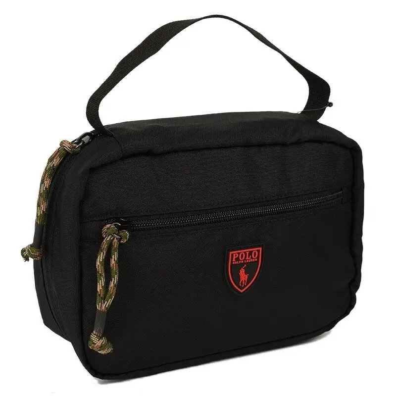 Polo Ralph Lauren Black Red Logo Shield Hanging Travel Case Bag