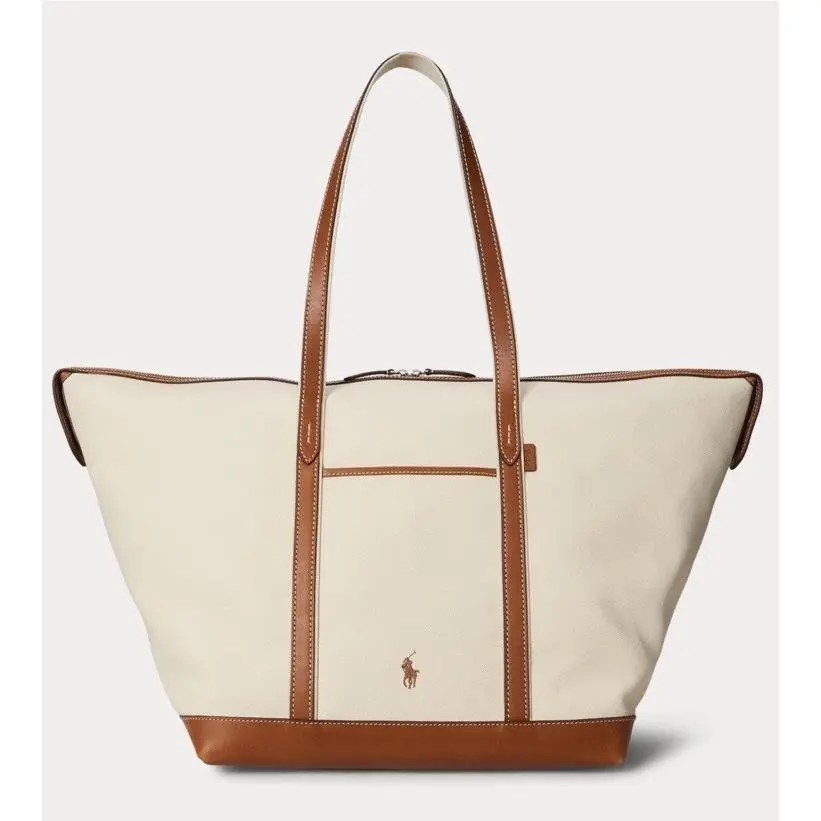 Polo  Women`s Leather-trim Canvas Large Shopper Tote by Ralph Lauren