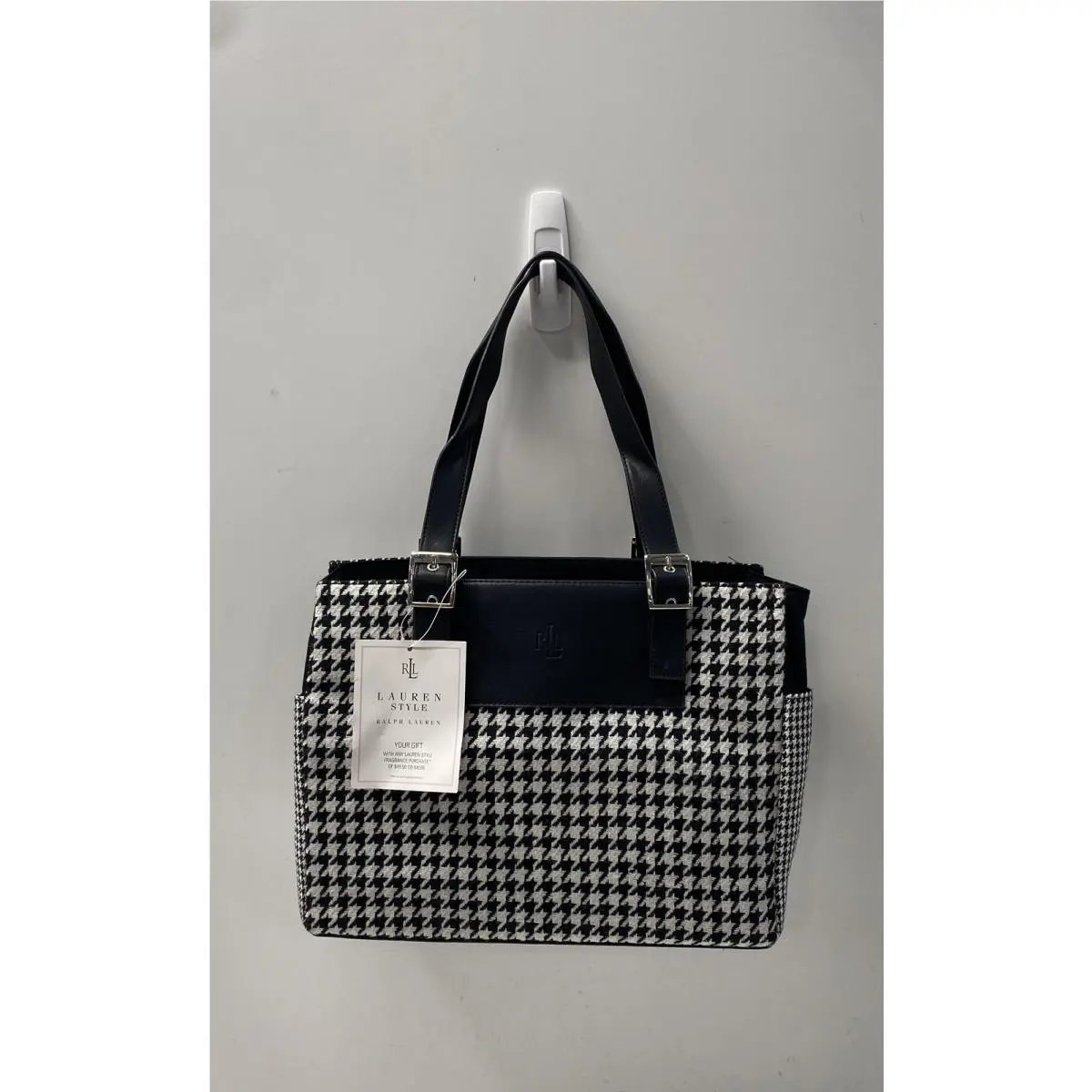 Lauren  Black White Houndstooth Fragrance Gift Tote Bag by Ralph Lauren