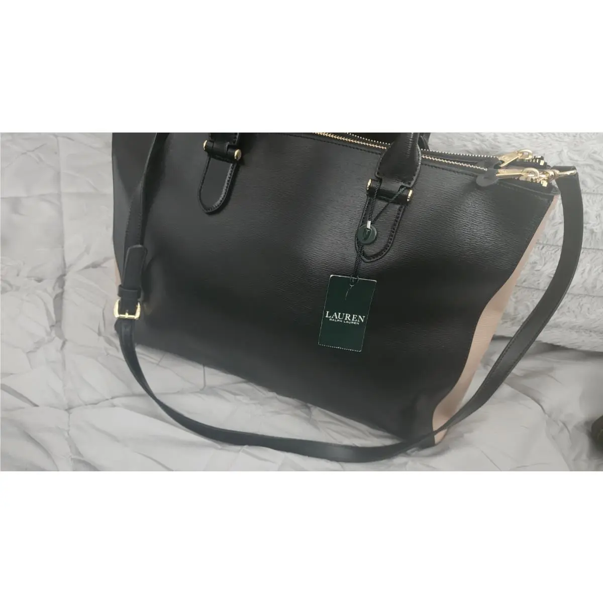 Ralph Lauren Beautiful Large Tan and Black Handbag