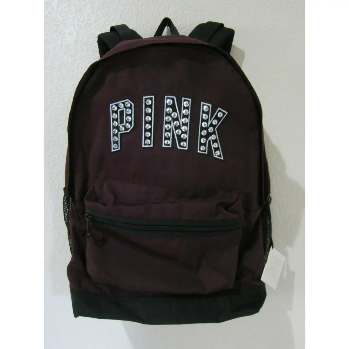 Victoria's Secret  bag  campus - Black orchid dark burgundy silver Rhinestone large, Exterior: see description 8