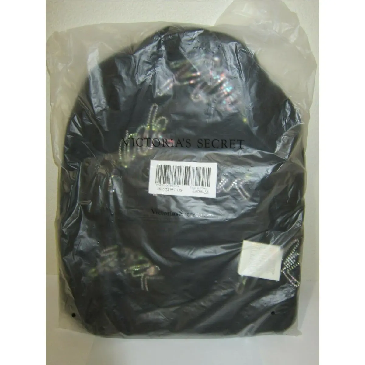 Victoria's Secret  bag  campus - Black silver metallic rainbow sparkle full size, Exterior: Black 12