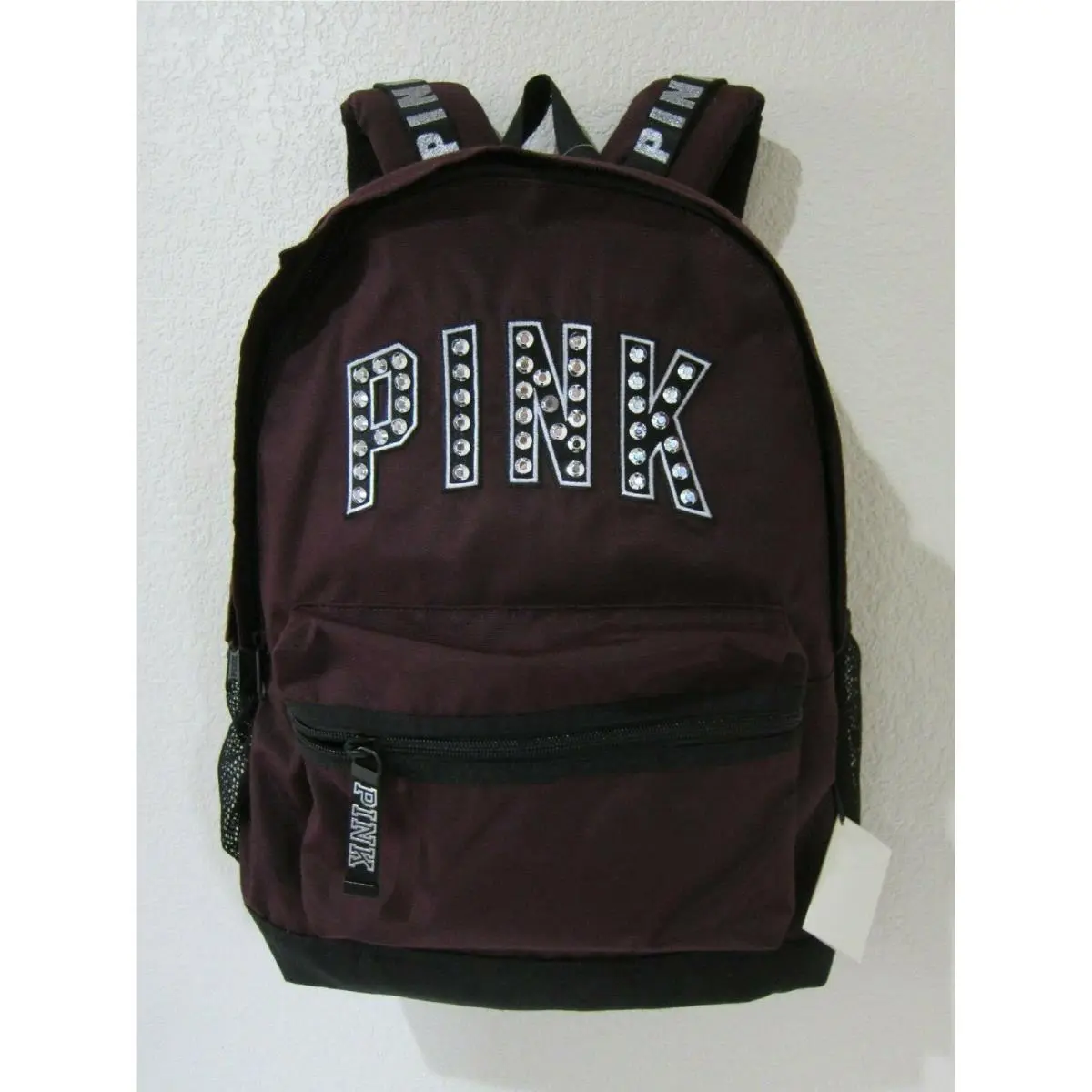 Victoria's Secret  bag  campus - Black orchid dark burgundy silver Rhinestone large, Exterior: Black Orchid 8